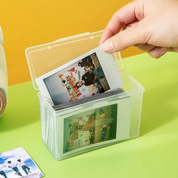1 шт. Прозрачный пластиковый ящик для хранения Фотокарточек, Органайзер для сбора небольших карточек, ящик для хранения, настольный органайзер, коробка для канцелярских принадлежностей