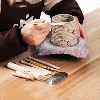 10 шт./компл. керамики, Инструментов для лепки из глины, Деревянного ножа, скребка для резки грязи, линии для ремонта керамики, Инструменты для грубого моделирования
