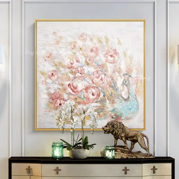 100% Розово-серый холст ручной работы, плотный пейзаж, современная простая картина маслом для украшения офиса и гостиной