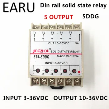 1шт 5DDG 5-канальный Din-рейка SSR В Пяти экземплярах С Пятью Входами 3 ~ 32 В постоянного тока, Выход 5 ~ 36 В постоянного тока, Однофазный Твердотельный Релейный Модуль PLC Постоянного тока