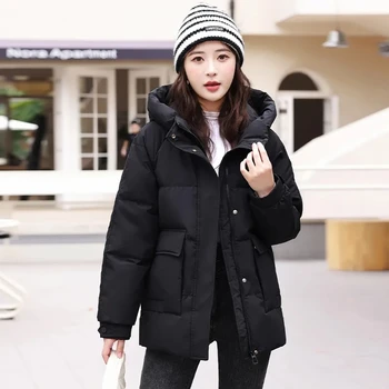 2023 Новая осенне-зимняя пуховая куртка с хлопковой подкладкой, женское пальто, свободное утепленное теплое пальто Parker, Корейская одежда для хлеба с капюшоном