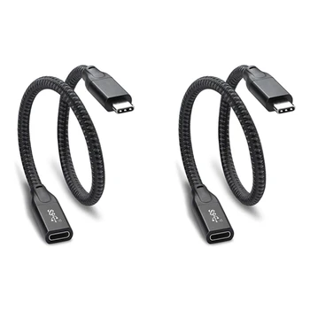 2X Удлинительный кабель USB C длиной 1 фут, USB 3.1 (10 Гбит/с) Совместимый удлинительный кабель для быстрой зарядки типа C от мужчины к женщине