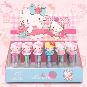 36шт Мультфильм Sanrio Hello Kitty 4 Цвета Шариковая ручка Симпатичной формы Мини Шариковая ручка Студенческие Канцелярские принадлежности Подарок для детей