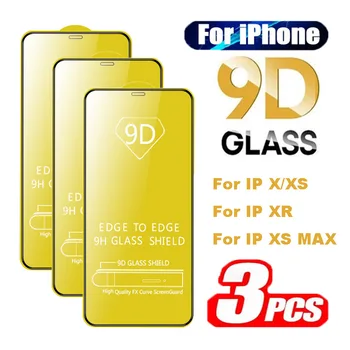 3ШТ 9D Закаленное стекло для iPhone X XS XR MAX Защитная пленка для экрана для iPhone XS MAX X XR с полным покрытием из стеклянных пленок