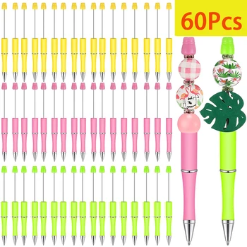 60шт Шариковые Ручки Ручки из бисера Набор для самостоятельного Изготовления Многоцветная Шариковая Ручка Черные Чернила для Женщин Детей Студентов Офиса