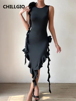 CHILLGIO женские летние без рукавов цветочный нерегулярное платье мода элегантный партия платье Платье тонкий тонкий Bodycon Сплит сарафан