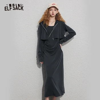 ELFSACK Костюм-двойка, платье-комбинация, женские осенние элегантные платья с длинным рукавом 2023