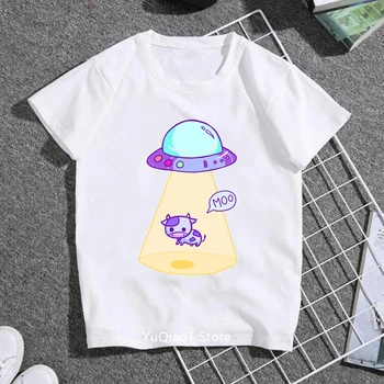 Kawaii Milky Way Мультфильмы Детская футболка с принтом для девочек забавные топы и тройники Повседневная детская футболка Harajuku Мода Лето