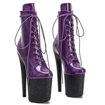 LAIJIANJINXIA Новая мода PU Верх 20 см / 8 дюймов Обувь для танцев на шесте Женские современные ботинки на платформе с высоким каблуком 200