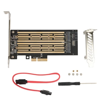 M.2 Адаптер Nvme и SATA NGFF SSD К Pcie Riser Card Ключ M + B С Кабелем SATA Расширения PCI 3.0 -M2 Двойной Диск