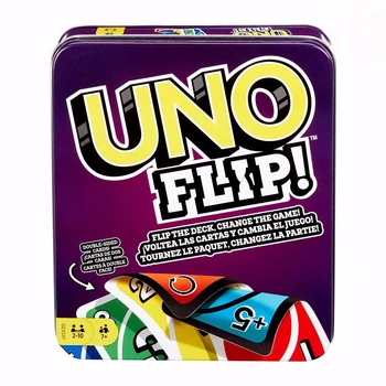 Mattel Games UNO: Переверни! (Жестяная коробка) Карточная игра Семейная Забавная Многопользовательская игра Веселый покер Детские Игрушки Игральные Карты