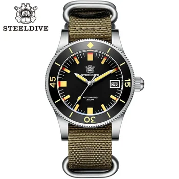 SD1952T STEELDIVE AR Сапфировое стекло Супер светящиеся мужские часы Mechanica 41 мм Нержавеющая сталь 300 м Водонепроницаемый керамический безель