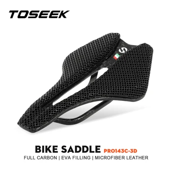 TOSEEK 143C 3D Печатное Велосипедное Седло Из Углеродного Волокна Сверхлегкий Полый Удобный Дышащий MTB /Дорожный Велосипед Запчасти Для Велосипедных Сидений