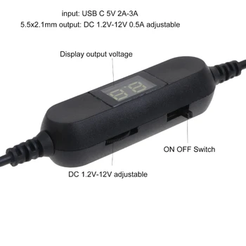 Y1UB USB C до 2 В 3 В 4,5 В 6 В 8 В 12 В Кабель с регулируемым напряжением со светодиодным Вольтметром