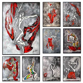 Абстрактные рисунки на холсте Человеческое тело Сексуальная танцовщица Плакаты Принты Настенные рисунки для украшения стен гостиной Cuadros