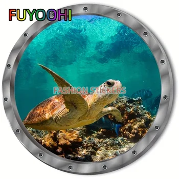 Автомобильные стикеры FUYOOHI Привнесут океан в ваш дом: 3D наклейка на стену в виде морской черепахи для ванной комнаты, спальни и многого другого!