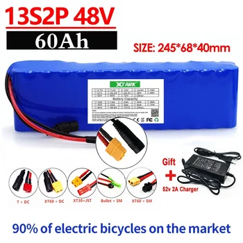 Аккумулятор для электровелосипеда 48v 30Ah 18650 Литий-ионный Аккумулятор 13S2P Комплект для преобразования велосипеда Bafang 1000w и Зарядное устройство 54.6V 2A + Штекер XT60