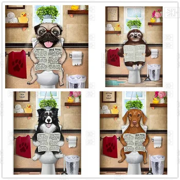 Аксессуары для алмазной живописи Мультяшные собаки на унитазе Полный набор для вышивания крестиком Алмазная вышивка Мозаика Домашний декор