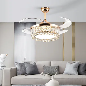Американский роскошный хрустальный потолочный вентилятор лампа для освещения гостиной столовой вентилятор с дистанционным управлением для дома derco 110V
