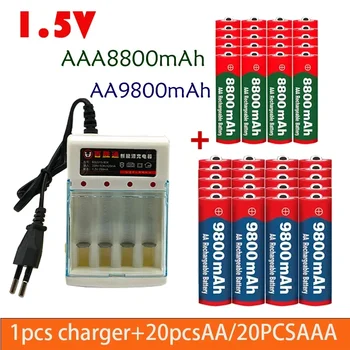 Бесплатная доставка 1,5 В Аккумуляторная батарея AAA 8800 мАч + AA 9800 мАч со щелочной технологией Подходит для игрушечных бритв + зарядных устройств