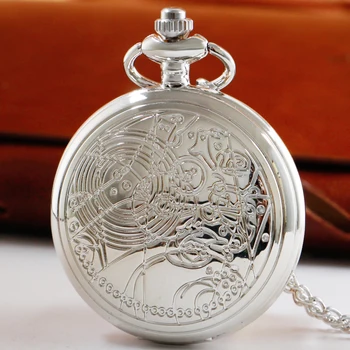 Винтажные карманные часы с серебряным клапаном Ожерелье Цепочка для свитера Кулон Кварцевые Карманные часы-брелок Мужские Женские