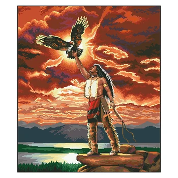 Высококачественный Красивый набор для вышивания крестиком в виде орлиного пера Red Sky Man Bird от Amishop 03897 3897