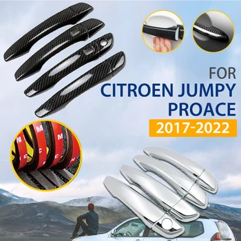 для Citroen Jumpy III Proace 2017 ~ 2022 2020 Роскошная 4x Хромированная Дверная Ручка С Отделкой Из Углеродного Волокна Автомобильные Аксессуары Для Автостайлинга