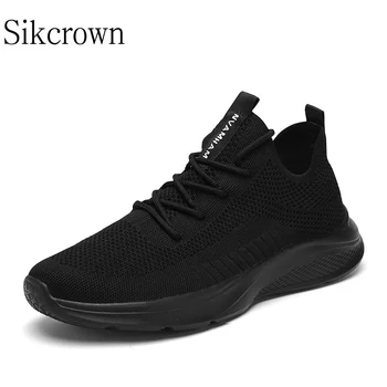 Дышащие мужские кроссовки для бега, Размер 47, Мужские кроссовки, Черные легкие, для бега на открытом воздухе, для ходьбы, на плоской подошве со шнуровкой, Мягкая обувь