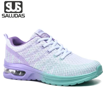Женские кроссовки SALUDAS, новая модная сетчатая дышащая женская повседневная обувь, легкие Удобные уличные кроссовки на воздушной подушке.