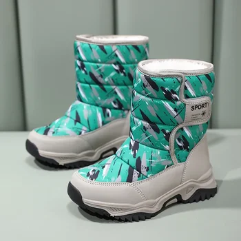 Зимняя детская походная обувь 2023 года, водонепроницаемые ботинки для мальчиков и девочек, плюшевые теплые камуфляжные зимние ботинки, зимняя детская треккинговая обувь