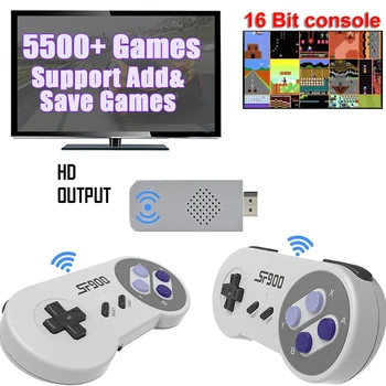 Игровая приставка SF900 в стиле ретро, Видеотелевизионная игровая приставка с беспроводным контроллером, встроенный геймпад для 5500 + игр, портативные двойные плееры HD