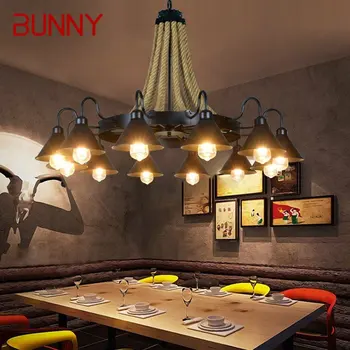 Классическая люстра BUNNY в стиле ретро, светильники в стиле Лофт, креативный подвесной светильник на веревке для дома, спальни, отеля