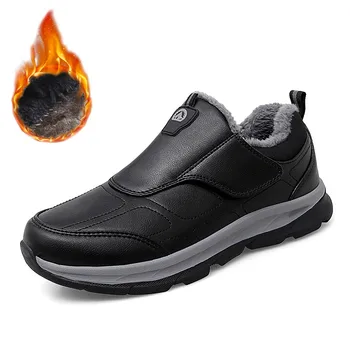 Классические зимние кожаные мужские ботинки, плюшевые теплые мужские зимние ботинки, водонепроницаемые римские мужские рабочие ботинки, Новые уличные теплые ботинки большого размера