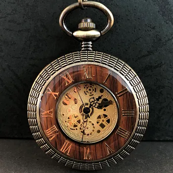 Коллекция механических карманных часов с винтажными римскими цифрами, украшенная антикварной подвеской-цепочкой, Мужские Женские часы в ретро-стиле pocket 3