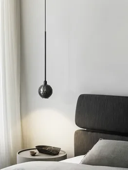 Креативная алюминиевая черная граната с одной головкой и двойной головкой прикроватная тумбочка для спальни с длинной линией подвесной светильник с латунным основанием барная лампа