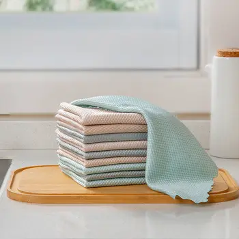 Кухонное полотенце с рыбьей чешуей, Абсорбирующая Утолщающая ткань для чистки стекла, Кухонно-бытовая ткань для чистки, Ленивое кухонное полотенце