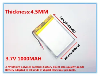 литий-полимерный аккумулятор 3,7 В 1000 мАч 454048 универсальный инструмент навигации GPS MP3 /4 /5 оборудование литиевые батареи