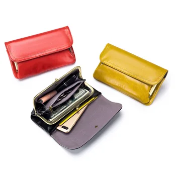 Масляный Восковой Кожаный Длинный Кошелек Vintage Fashion Clip Bag Многофункциональная Сумка Для Хранения Мобильного Телефона