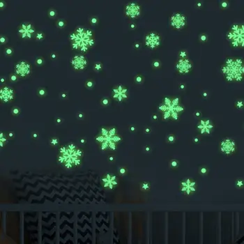 Милые наклейки На окна, Сверкающий Праздничный Декор Окон, 4 Листа Светящихся в темноте Рождественских Наклеек в виде Снежинок для Праздничных