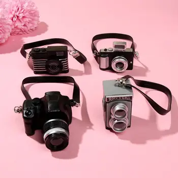 Миниатюрные куклы, игрушки для фотоаппаратов, аксессуары для кукольного домика в масштабе 1:12, затвор и вспышка с черным поясом, модель мини-зеркальной цифровой камеры