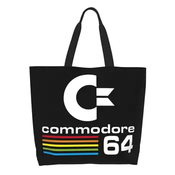 Модные сумки-тоут Commodore 64 с принтом, прочная холщовая сумка для компьютера Shopper C64 Amiga на плечо