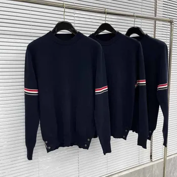 Модный кардиган TB с универсальными рукавами RWB Полосатый вязаный свитер в корейском стиле Повседневные деловые Теплые зимние мужские свитера