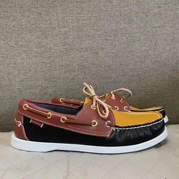 Мужская аутентичная обувь для доков Sebago - кожаные туфли-лодочки премиум-класса на шнуровке со скошенным носком AC050