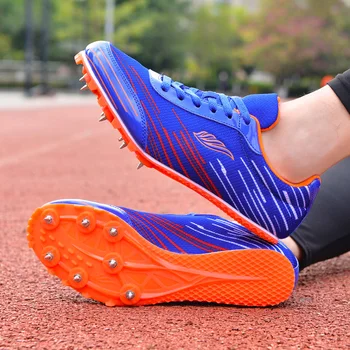 Мужская обувь для легкой атлетики, Женские кроссовки с шипами, легкая спортивная обувь для гоночных матчей с шипами, большие размеры 32-46