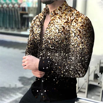 Мужская повседневная модная рубашка с длинными рукавами в золотой горошек, 8 цветов, мягкая, удобная и универсальная рубашка с лацканами большого размера