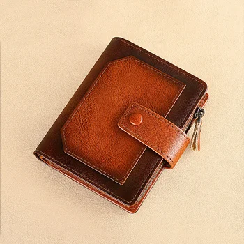 Мужской кошелек с противоугонной картой для салфеток, вертикальный винтажный кожаный многофункциональный кошелек с застежкой-молнией, сумка для карт