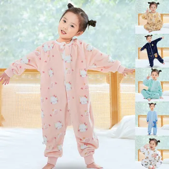 Мультяшный Фланелевый детский спальный мешок для малышей, теплое зимнее пальто, Спальный мешок для малышей, пижамы для девочек и мальчиков, одежда для младенцев с длинными рукавами