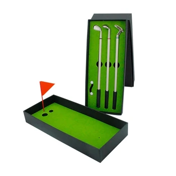 Набор ручек для гольфа, подарочный набор мини-шариков для настольного гольфа с паттинг-грином, 3 шт. ручек для клюшек для гольфа и 2 шт. мячей для челнока