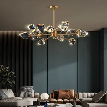 Новый современный свет Роскошная Медная хрустальная люстра Для гостиной, столовой, лампа в постмодернистском минималистичном скандинавском стиле
