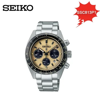 Оригинальные Наручные часы SEIKO Watch Panda Di Трехглазый Пластинчатый Хронограф С полным Календарем Мужские и женские часы SSC813P1